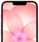 iPhone 17e, partial front exterior with Ceramic Shield 2, soft pink colour, showing wallpaper image of a pink flower