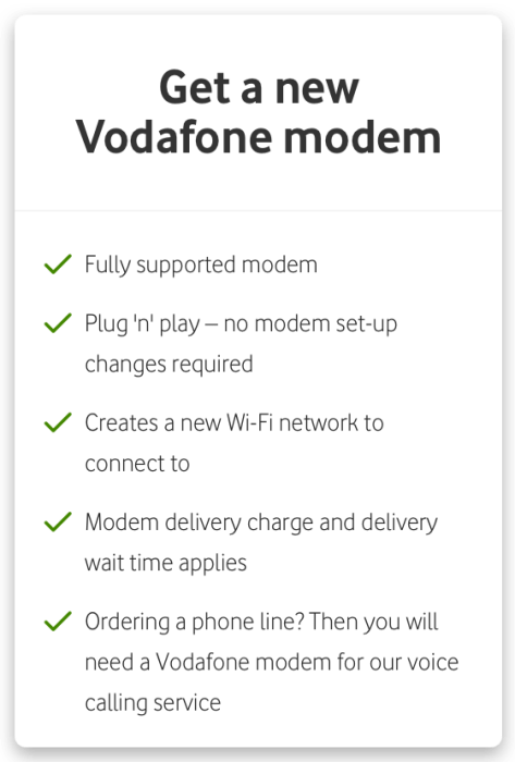 Get a new Vodafone modem