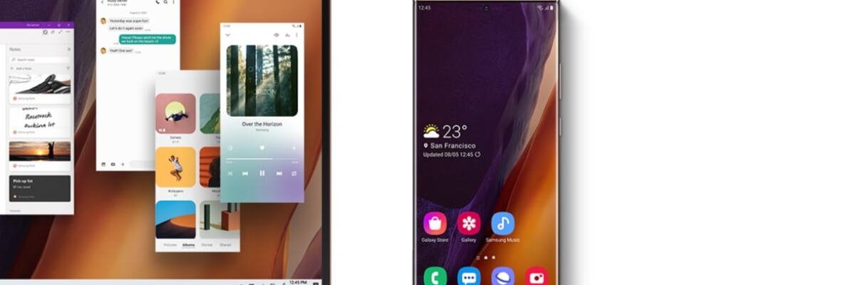Note20 showing its apps on a laptop