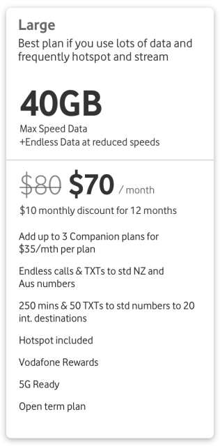 Large plan 40GB $70/month