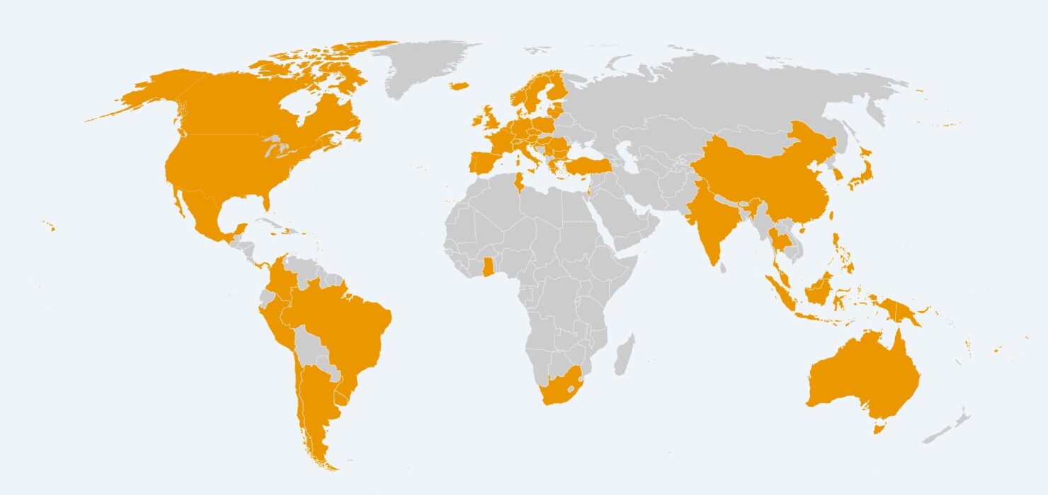 prepay roaming countries world map