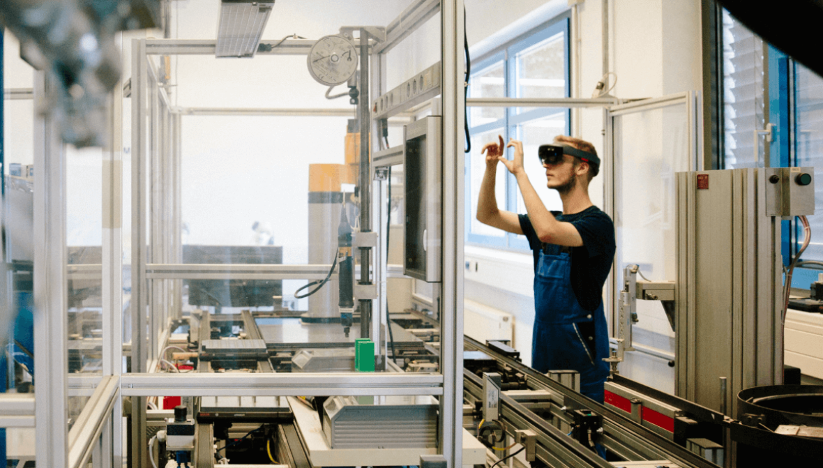 man in a robotics lab
