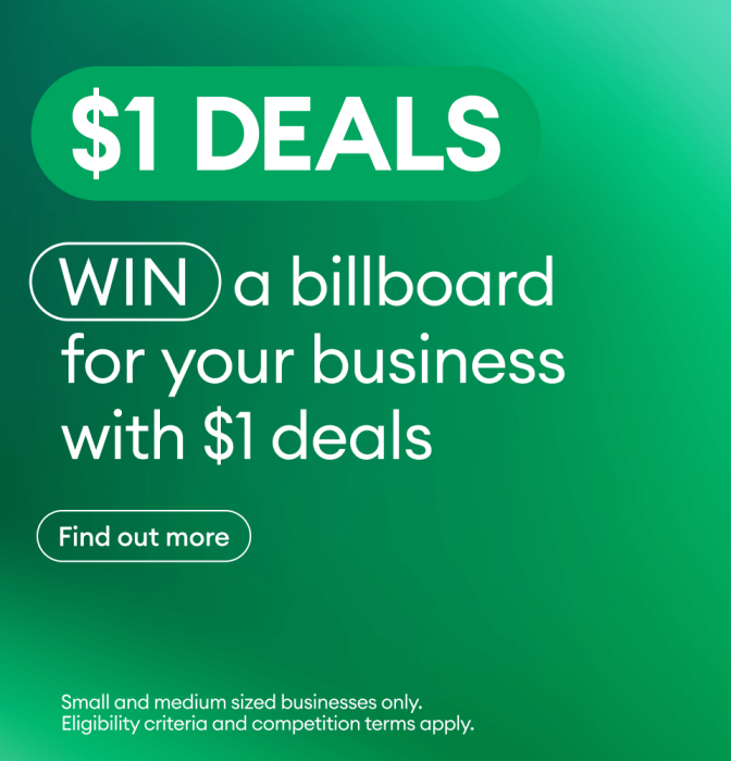 $1 Deals - WIN a billboard for your business with $1 deals.