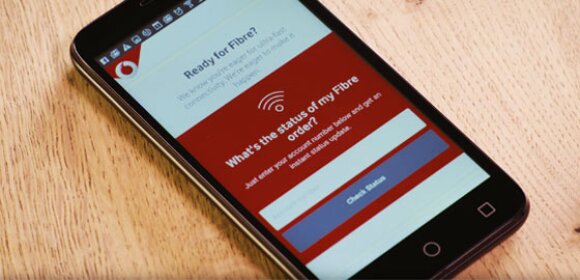 Fibre order tracker page on a mobile phone
