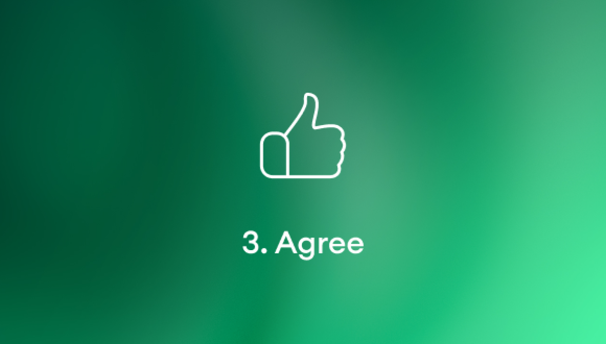 Thumbs up icon with agree text displayed