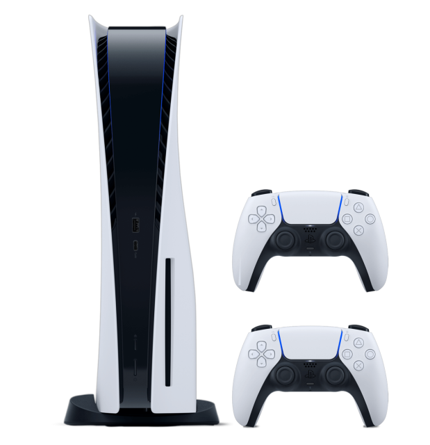 PS5 and 2 controllers