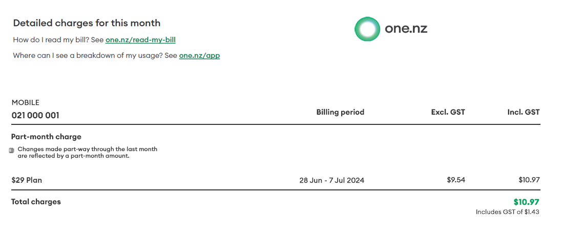 Part Month charges on your bill - disconnection