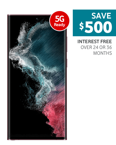 Save $500 over your Interest Free term with Samsung Galaxy S22 Ultra on a $52.17 (ex. GST) Endless Business Mobile plan