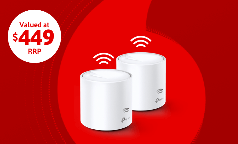 Promotional image of two Deco X20 mesh units, valued at $449