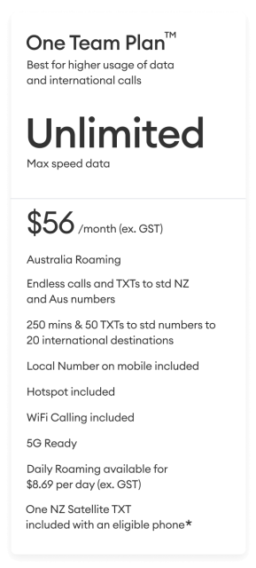 One NZ Business roaming plans.