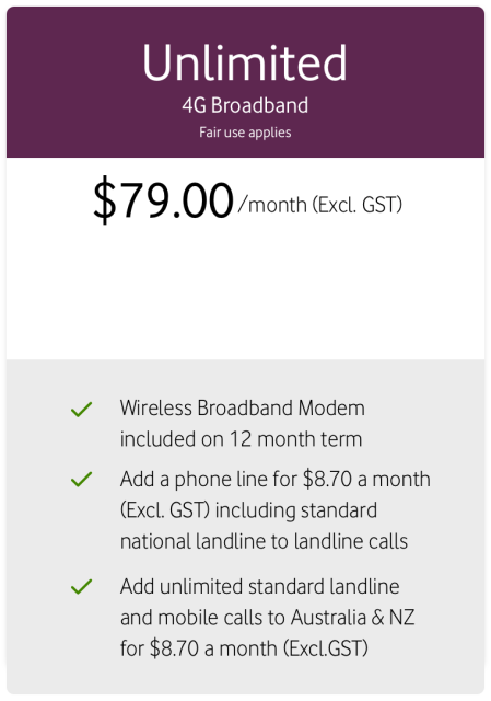 Unlimited 4G Broadband