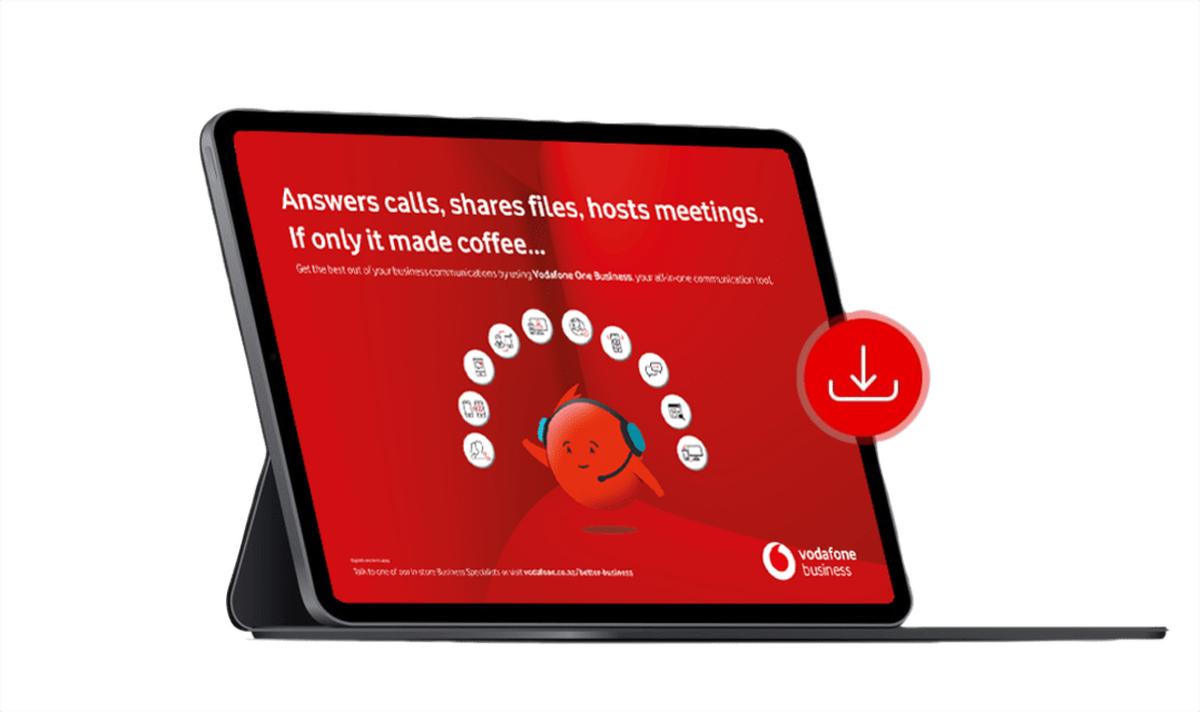 Image of a tablet showing Vodafone one business