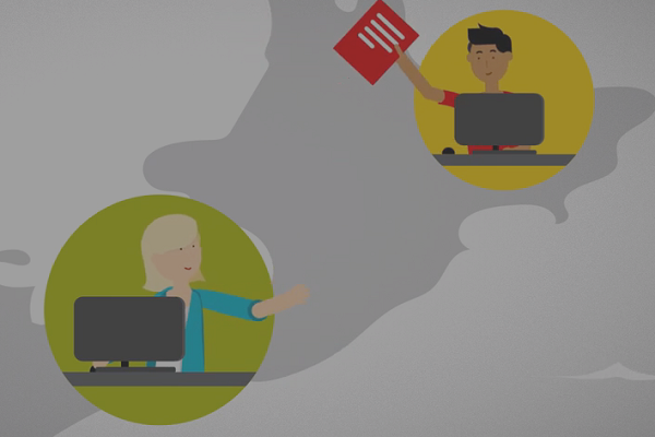 graphic showing people working remotely