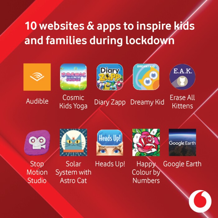 10 website and apps to inspire kids and families during lockdown logos
