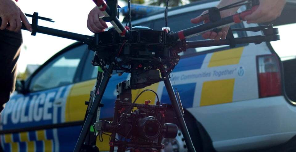 Phone of NZ police car with drone