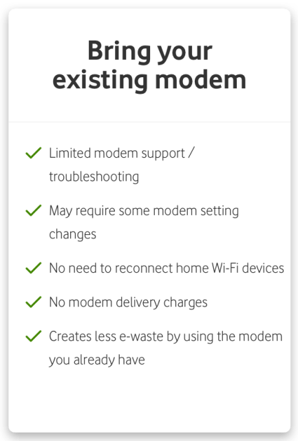 Bring your existing modem