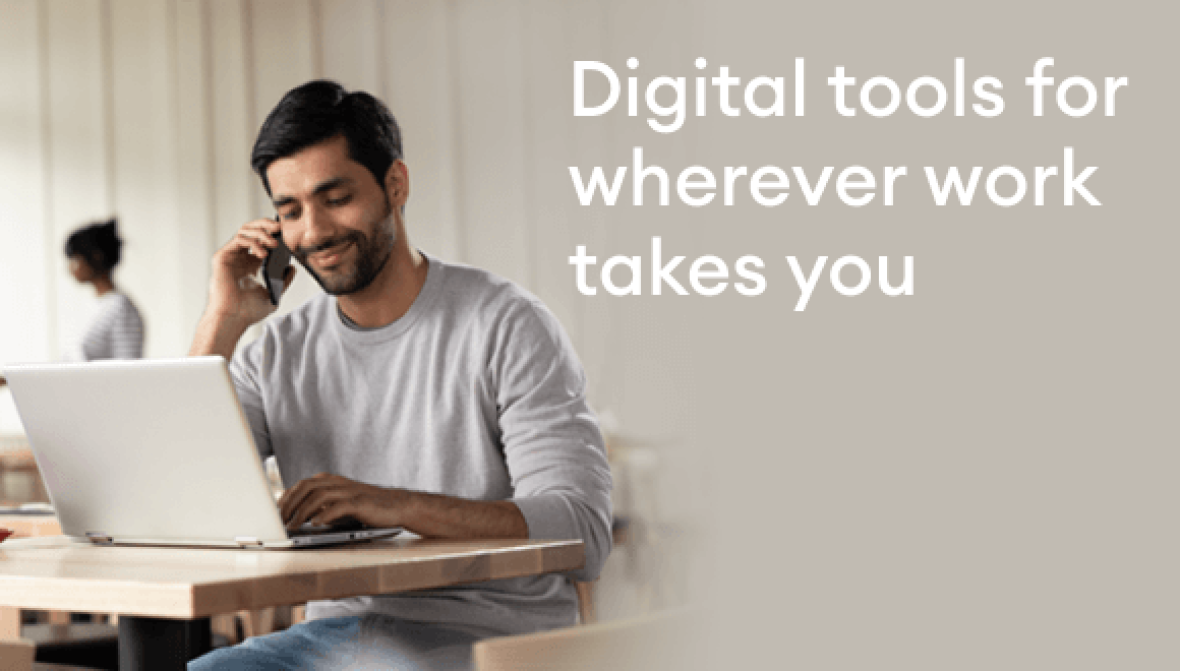 Man on the phone and computer