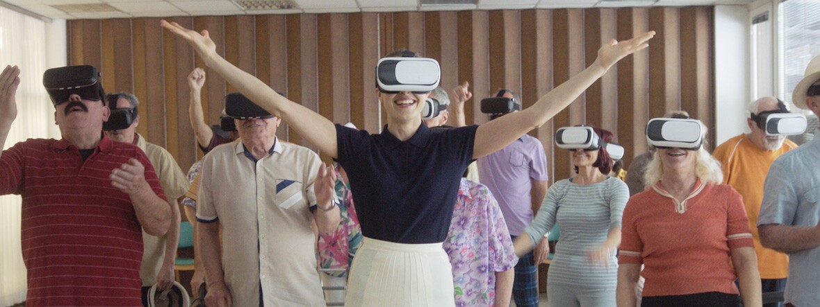 Image of people wearing virtual reality goggles