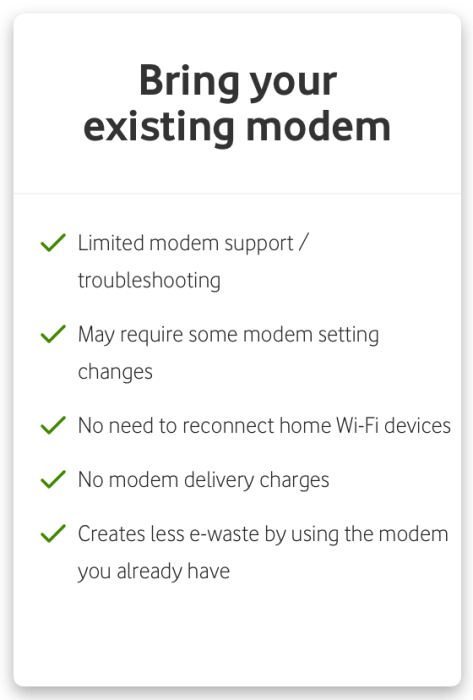 Bring your existing modem