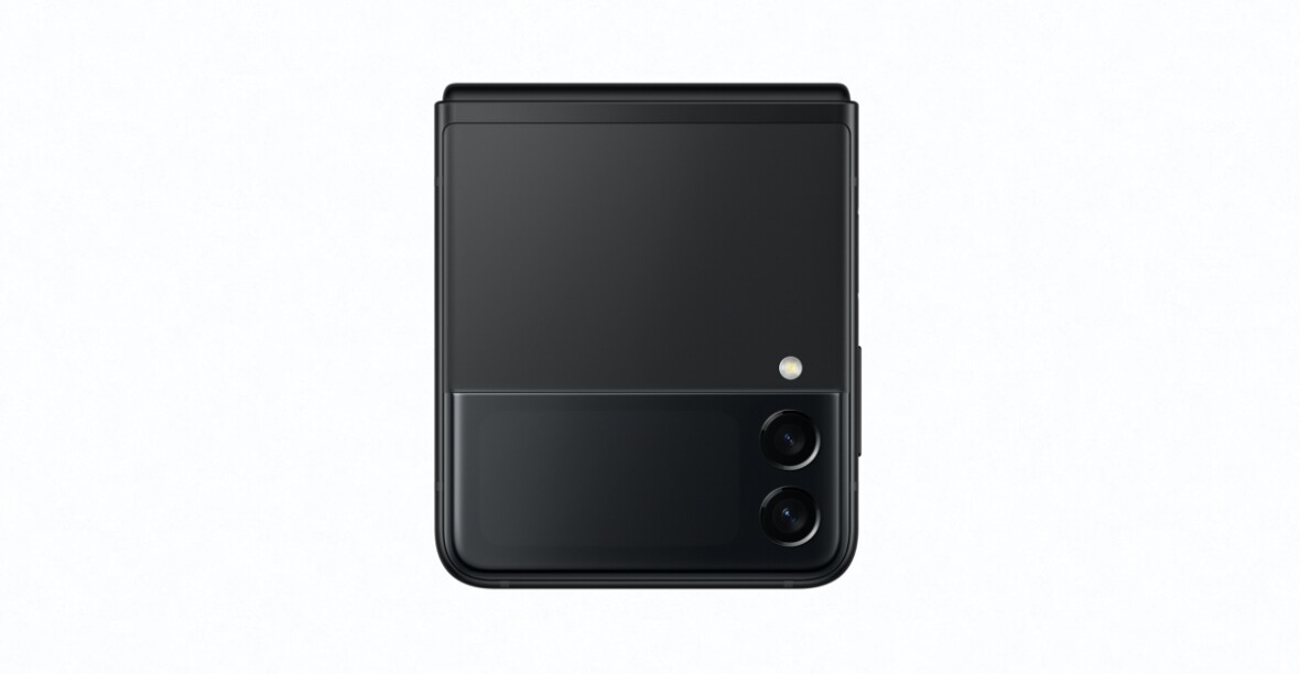 Galaxy Flip3 5G folded with the camera facing up
