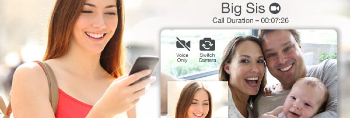 Women on a video call to her sister and brother in-law