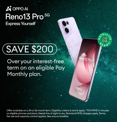 Save $200 on interest free with eligible Pay Monthly plans over 24 or 36 months on Oppo Reno13 Pro.