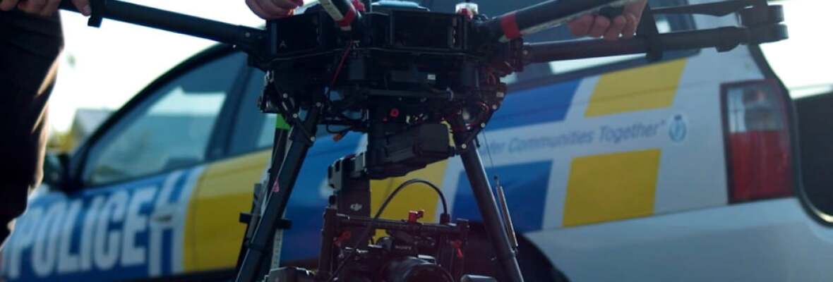 Phone of NZ police car with drone