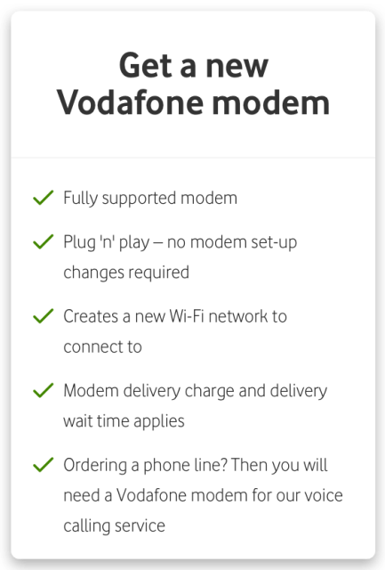 Get a new Vodafone modem