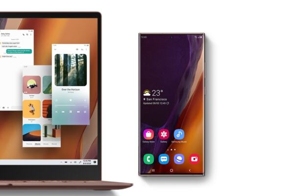 Note20 showing its apps on a laptop