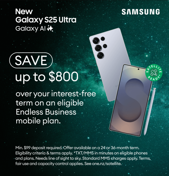 New Galaxy S25 Ultra with Galaxy AI. Save up to $800 over your interest-free term on an eligible Endless Business mobile plan.