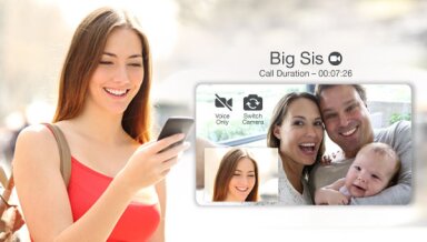 Women on a video call to her sister and brother in-law