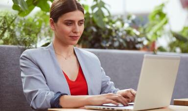 Woman working on a laptop