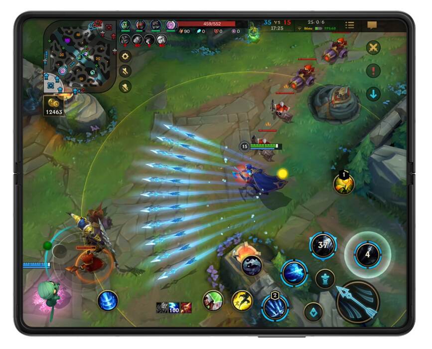 Unfolded Galaxy fold3 5g showing a game on the screen