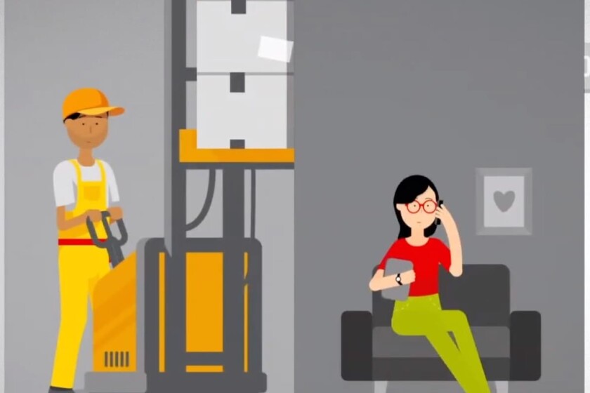 image of a woman on phone in an office
