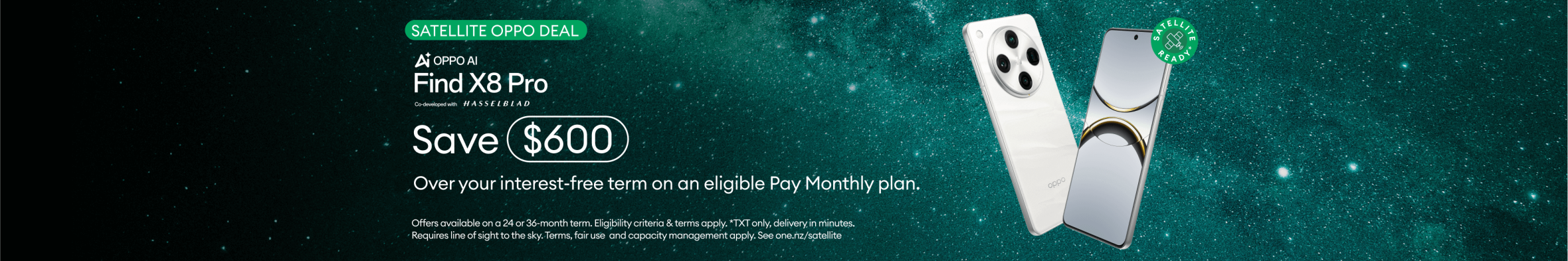 Oppo Find X8 Pro promotion offering up to $600 savings on Pay Monthly plan.