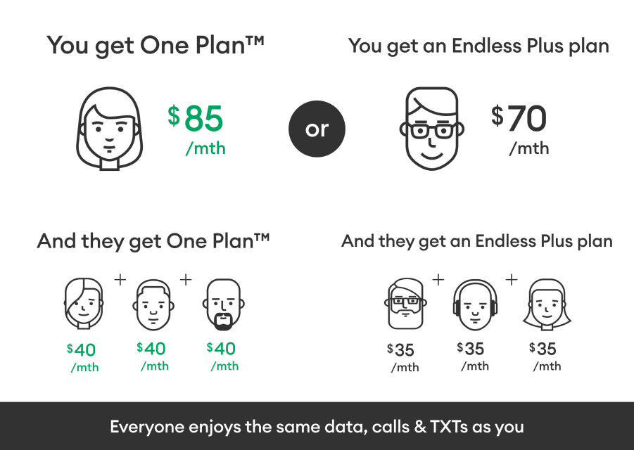 Example of companion plans for family or multiple people.