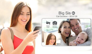 Women on a video call to her sister and brother in-law