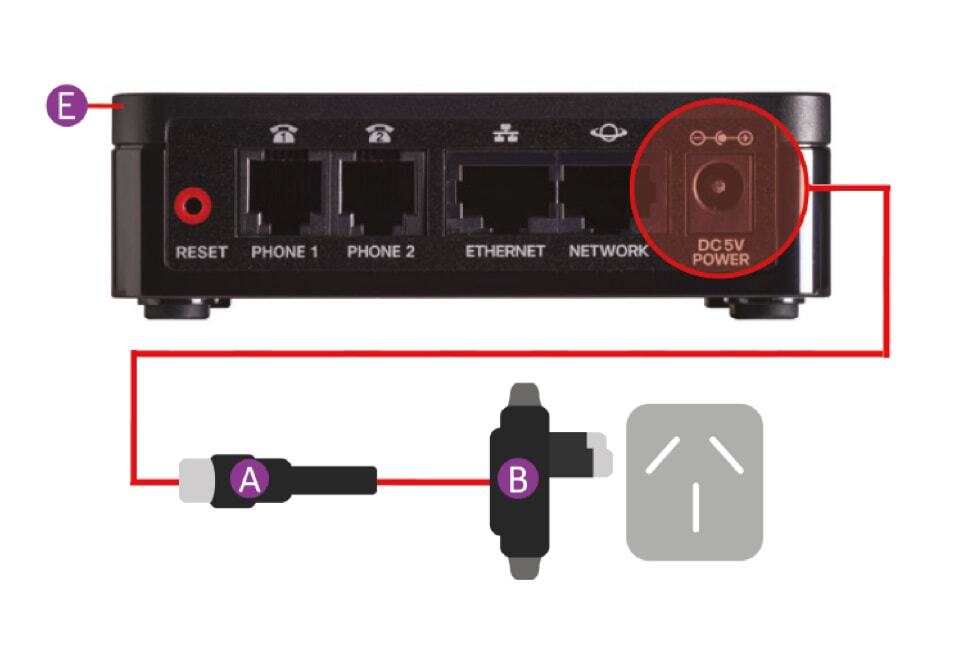 Power cable being plugged into power jack