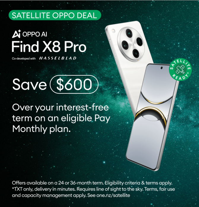 Oppo Find X8 Pro promotion offering up to $600 savings on Pay Monthly plan.