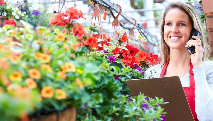 Florist talking on the phone