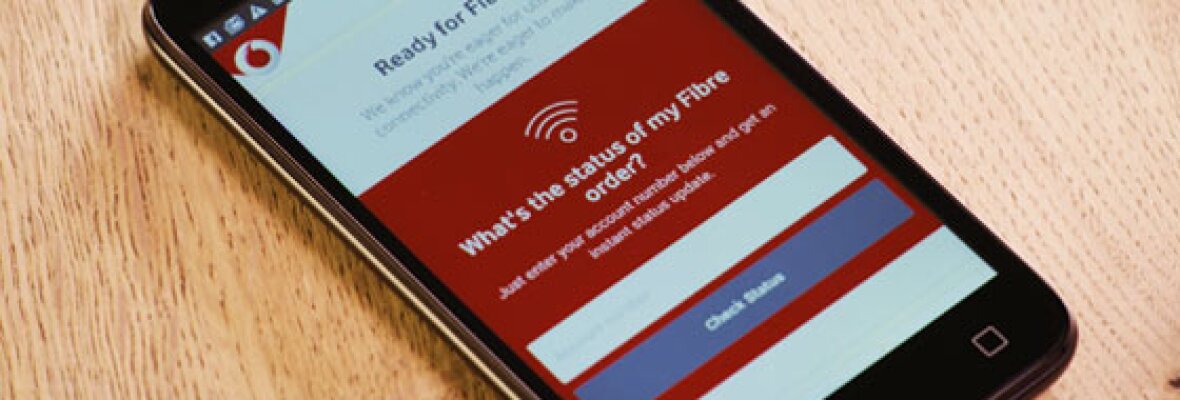 Fibre order tracker page on a mobile phone