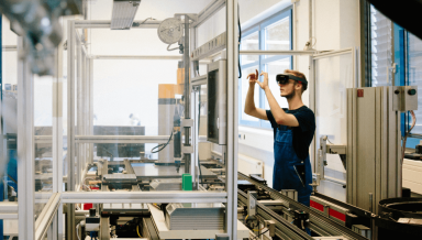 man in a robotics lab
