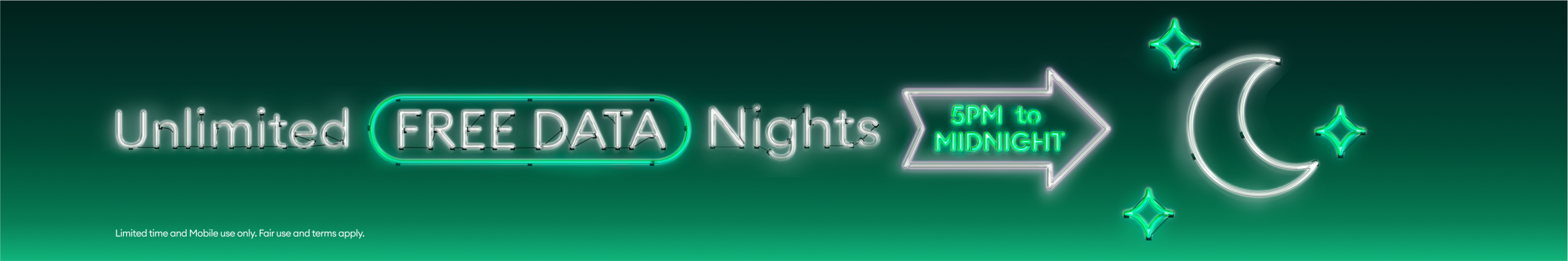 Unlimited free data nights on Prepay. 5PM to Midnight.