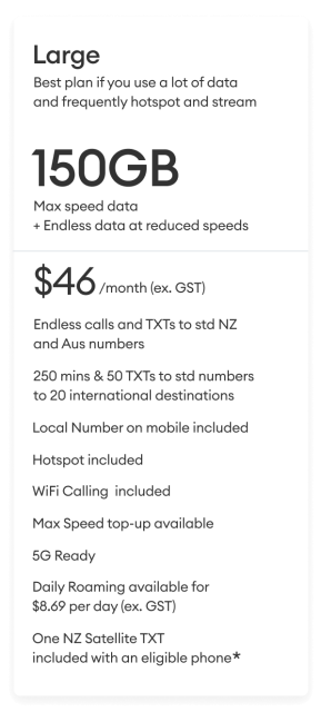 One NZ Business roaming plans.