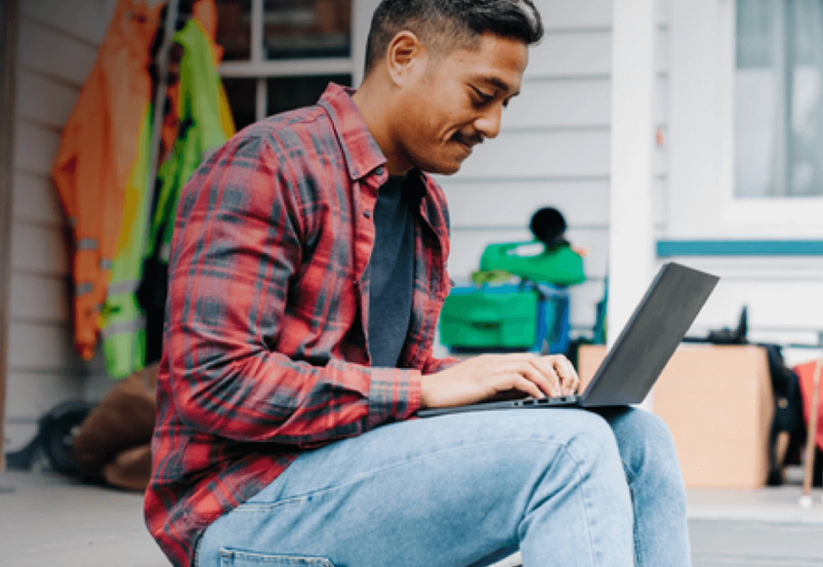 Man working on a laptop