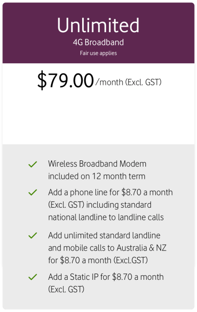 Unlimited 4G Broadband