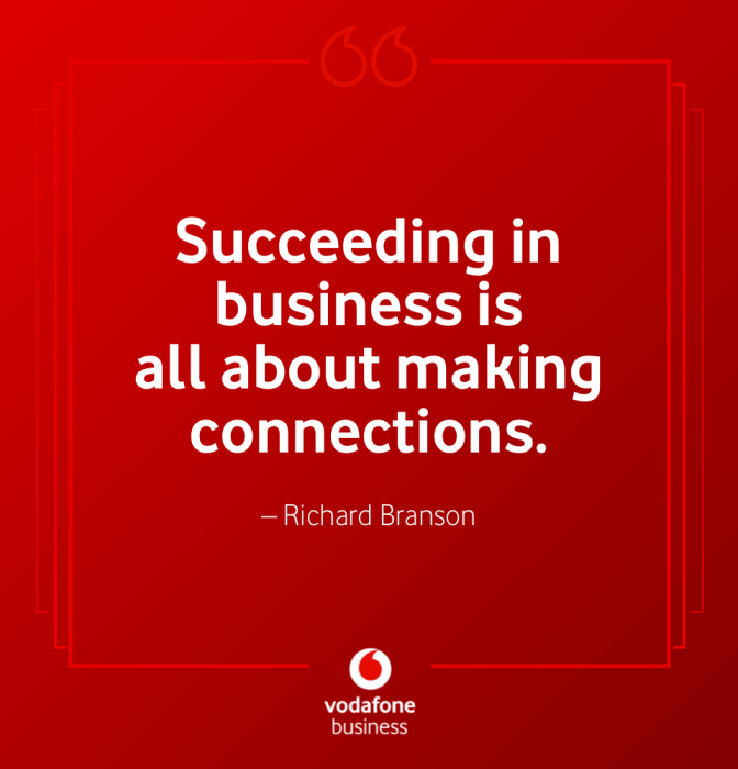 Image of a quote: "Succeeding in business is all about making connections." Richard Branson