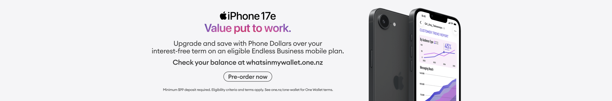 Apple iPhone 17e. Preorder from One NZ.