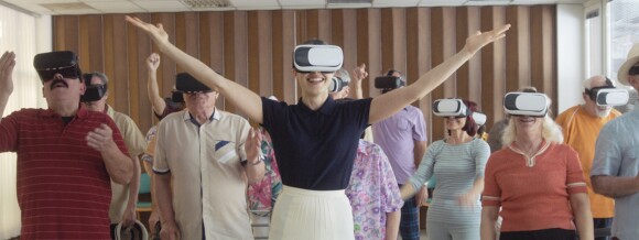 Image of people wearing virtual reality goggles