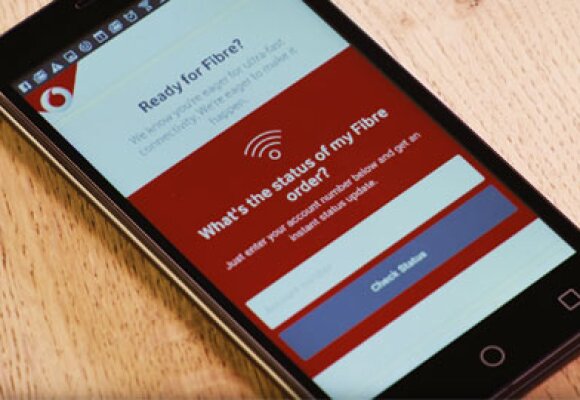 Fibre order tracker page on a mobile phone